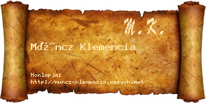 Müncz Klemencia névjegykártya